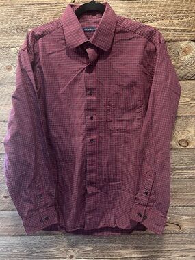 Club Room Men's Burgundy Check Dress Shirt